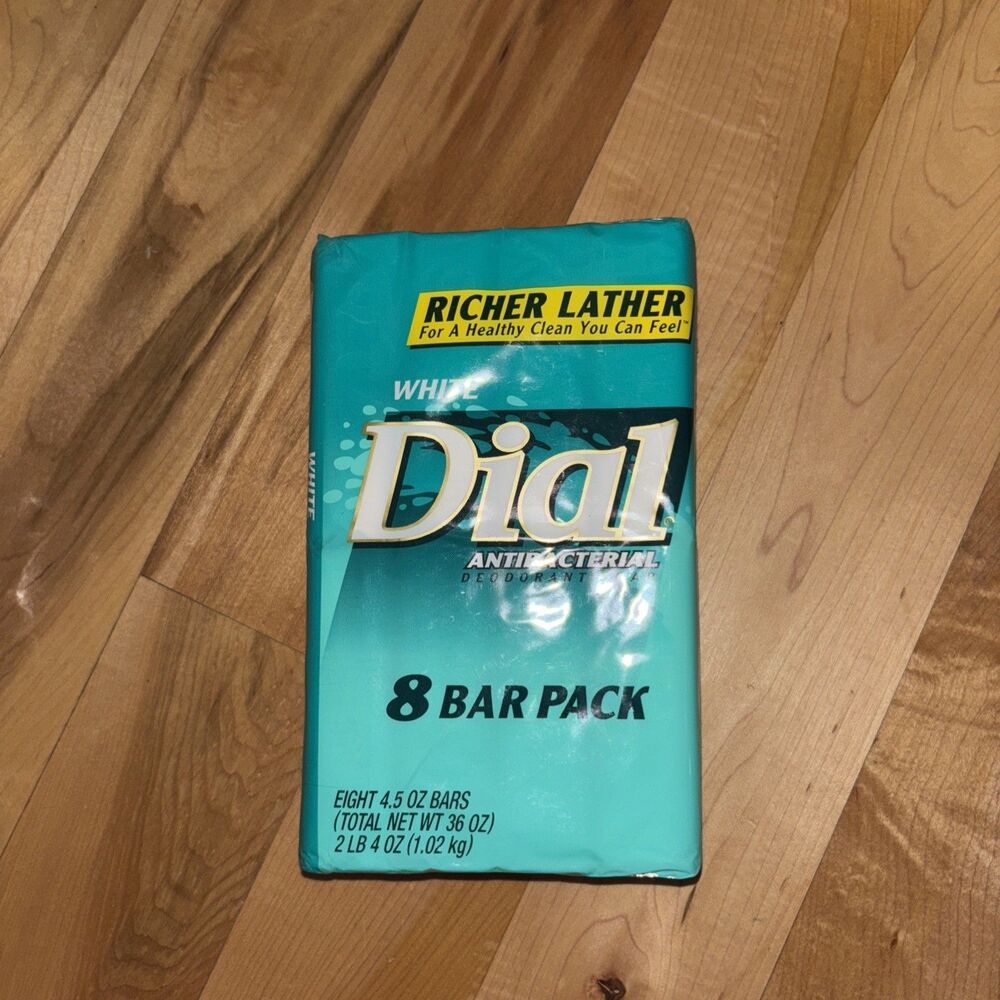 Dial Soap White Vintage Antibacterial Deodorant 8 Soap Bars Bath SEALED 1999